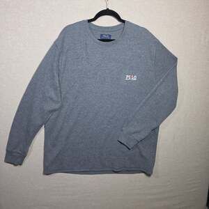 Polo Ralph Lauren Mens 2XL Thermal Shirt Grey Waffle Knit Long Sleeve Logo Tee